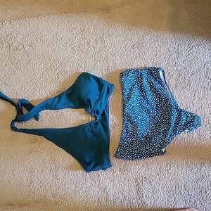 Teal High-waisted Halter Bikini